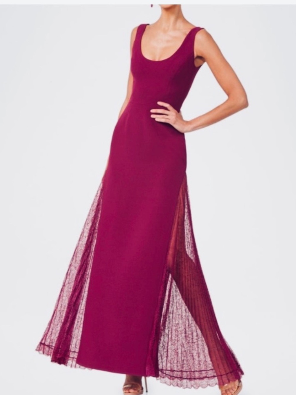 Helsi Sleeveless Scoop-Neck Maxi Dress in Wine, size XS, NWT